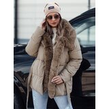 DStreet Kurtka damska zimowa FURSOFT pikowana z kapturem beżowa | shoptok.hr