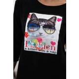 Kesi Cat Graphic Blouse 3D Black | shoptok.hr
