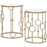  Set 2 stolića za kavu pomoćni staklene ploče Ø41x57 cm zlatni | shoptok.hr