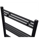 vidaXL Kopalniški radiator z ravnimi cevmi 480x480 mm črn | Shoptok.si