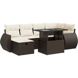 Maison Chic Seti vrtnega pohištva - Vrtna garnitura - Vrtni pohištvo set 7-delna z blazinami rjav poli ratan, (21803656) | Shoptok.si