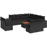  12-dijelni set vrtnih sofa od poliratana s jastucima crni | shoptok.hr