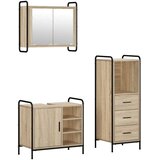  Set ormarića za kupaonicu 3 kom. Hrast sonoma - Hrast sonoma Ormarić za umivaonik (1 vrata i 1 polica) + viseći ormarić + kupaon | shoptok.hr
