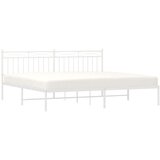 Metalni okvir za krevet s uzglavljem bijeli 193x203 cm | shoptok.hr