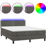 The Living Store Box spring postelja z vzmetnico LED temno siva 140x190 cm žamet - Box Spring Postelja, (21492191) | Shoptok.si