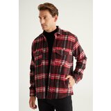 AC&Co / Altınyıldız Classics Men's Red-black Oversized Loose Fit Button-down Collar Check Lumberjack Shirt Jacket. Cene