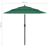  Vrtni suncobran s 3 razine i aluminijskim stupom 2,5 m zeleni | Eponuda.com