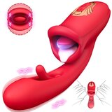 SuperLove Triple Stimulation Licking Tongue & Flapping G-Spot Vibrator Red Cene