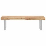  Zidna polica za umivaonik od čelika i masivnog bagremovog drva Smeđa 100 x 50 x 4 cm | Shoptok.si