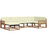  Set vanjskih sofa 6 kom. Prirodna i krem Čvrsto drvo akacije | shoptok.hr