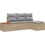 vidaXL 4-dijelni vrtni kauč set s jastučićima Bež Poli ratan Acacia | shoptok.hr