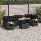  8-dijelni set vrtnih sofa od poliratana s jastucima crni bagrem | shoptok.hr
