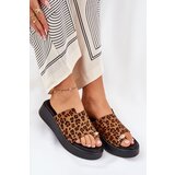 Boto Women's Platform Sandals With Low Wedge And Decorative Detail Leopard Print Brown Saqesse | ePonuda.com