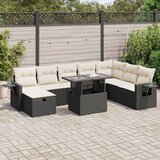  9-dijelni set vrtnih sofa s jastucima crni od poliratana | shoptok.hr