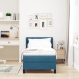 Box Spring Postelja z Blazino Temno Modra 80x200 cm Žamet, (22050147) | Shoptok.si