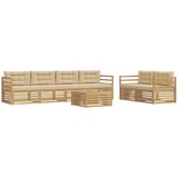 vidaXL Zunanja garnitura za sedenje 7 pcs Bela in bež Poliester, (5000280615) | Shoptok.si