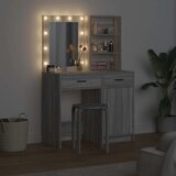  Set stola za oblačenje s LED s ladicama 2 pcs Siva Sonoma | Eponuda.com