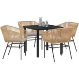 vidaXL Set 3 Rjava PE ratan Srednje Zunanja stol Kvadratni Moderni | Shoptok.si