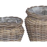  Košarica za saksije s pohranom 2 pcs Siva Lacak ratan | shoptok.hr