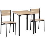  Set od 3 blagovaonskog/kuhinjskog stola sa stolicama prirodna boja drva + crna s 1 stolom + 2 stolice Cijene