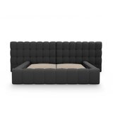 Micadoni Home Črna oblazinjena zakonska postelja s prostorom za shranjevanje z letvenim dnom 200x200 cm Mamaia – | Shoptok.si