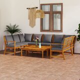 The Living Store Vrtna sedežna garnitura z blazinami 9-delna trden akacijev les - Vrtna Sedežna Garnitura, (21422930) | Shoptok.si
