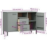  Komoda s metalnim nogama siva 113x40x77 cm masivno drvo OSLO | Eponuda.com