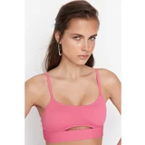 Trendyol Pink Textured Cut Out Detailed Bikini Top