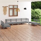 Maison Chic Seti vrtnega pohištva - Vrtna garnitura - Vrtni pohištvo set 8-delna siva trdna borovina, (21799768) | Shoptok.si