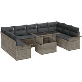 vidaXL 10-delni vrtni kavč set z blazinami siv poli ratan | Shoptok.si