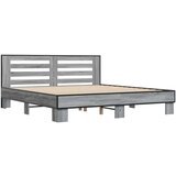  Posteljni okvir siva sonoma 200x200 cm inž. les in kovina, (21166073) | Shoptok.si