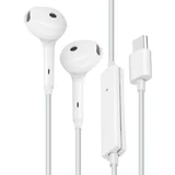 Žicne slušalke USB C, mikro vecnamenski gumb - bele, (20731488)