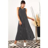 Olalook Women's Black Striped Long Loose Dress Cene