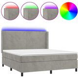 Maison Chic Box spring postelja - Vzmetna postelja z vzmetnico LED svetlo siva 180x200cm žamet SL9604, (21905003) | Shoptok.si