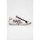 Karl Lagerfeld Usnjene superge SKOOL bela barva, KL60111