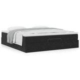vidaXL Otomanski posteljni okvir z vzmetnicami črn 200x200cm žamet | Shoptok.si