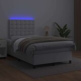 Krevet box spring s madracem LED bijeli 120x190 cm umjetna koža | Eponuda.com