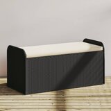 vidaXL Klop z blazino črna 115x51x52 cm poli ratan Cene