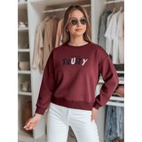 DStreet Bluza damska oversize z haftem SOFTRUS bordowa | Shoptok.si