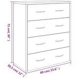  Komoda s 4 ladice 60 x 30,5 x 71 cm visoki sjaj bijela | shoptok.hr