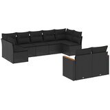  9-dijelni set vrtnih sofa s jastucima crni od poliratana | shoptok.hr