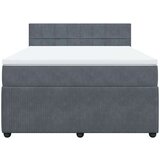 vidaXL Box spring postelja z vzmetnico temno siva 140x200 cm žamet, (21321195) | Shoptok.si