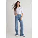 Trendyol Blue High Waist Wide Leg Jeans