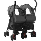  Otroški voziček za dvojčke antraciten jeklen | Shoptok.si
