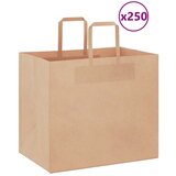 vidaXL Papirnate vrečke 250 kosov z ročaji rjave barve 32x22x28 cm | Shoptok.si