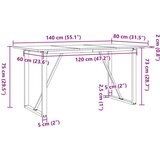 vidaXL jedilna miza o okvir 140x80x75 cm trdna borovina lito železo | Shoptok.si