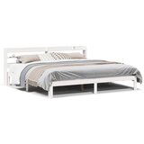 Maison Chic Posteljni okvir - Dvoposteljna postelja - Zakonska postelja z vzglavjem brez vzmetnice bel 180x200 cm, (21694474) | Shoptok.si