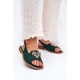 S. BARSKI Women's sandals with gold decoration eco suede S.Barski KV27-059 brown | ePonuda.com