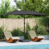  Vrtni dežnik Črna 385 x 209 x 244 cm Poliester in jeklo, (5000160743) | Shoptok.si