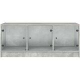 vidaXL Klubska mizica s steklenimi vrati betonsko siva 102x50x42 cm | Shoptok.si